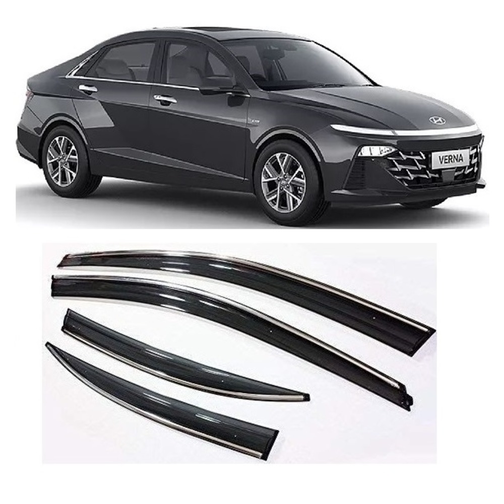 rain window door visor wind deflectors For Verna (2023) - black